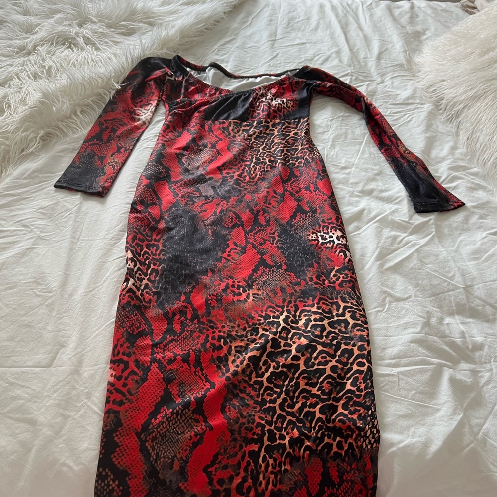 Red and Black Animal Print Dress